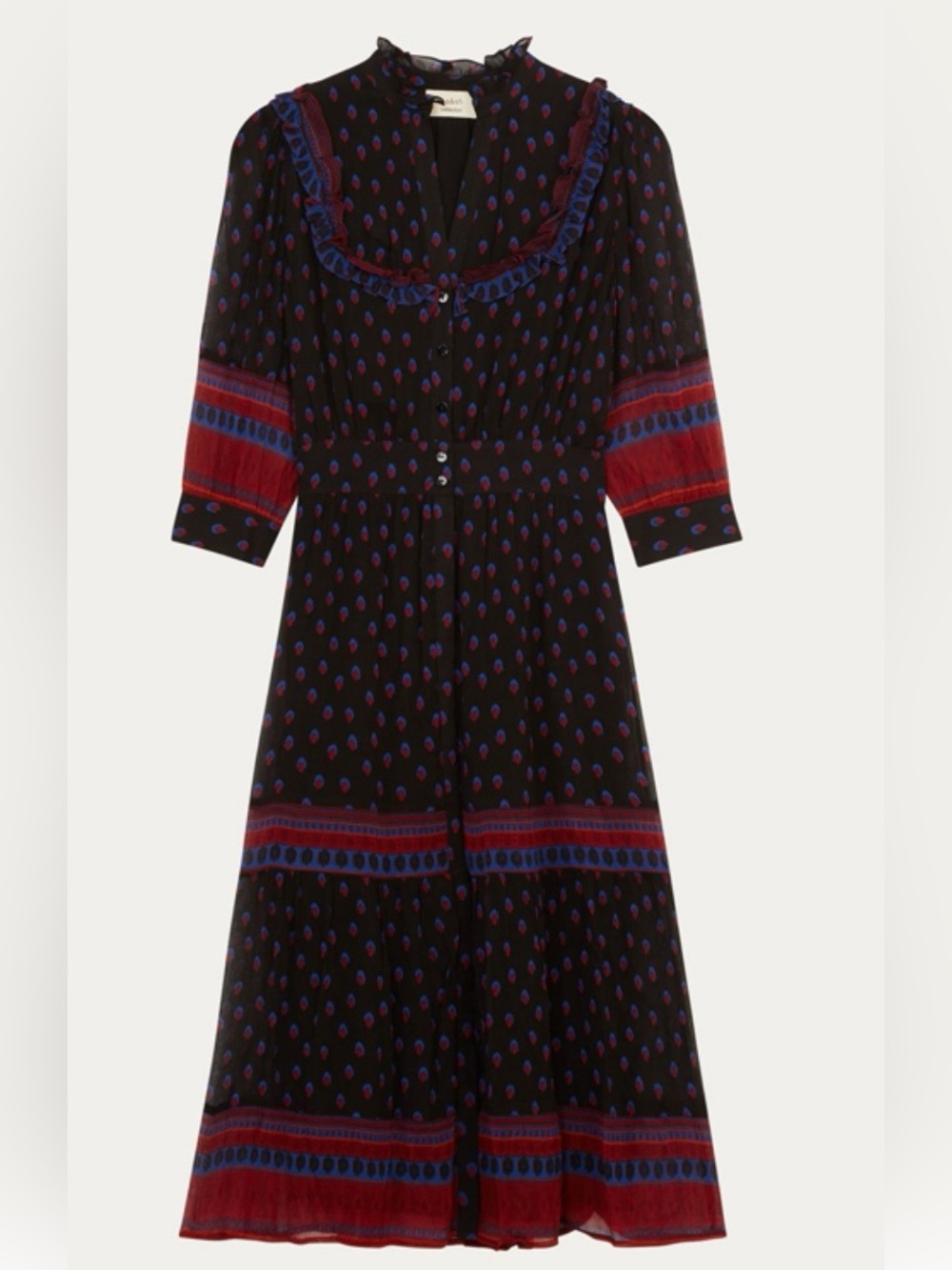Ba&sh Ruffle Print Midi Dress